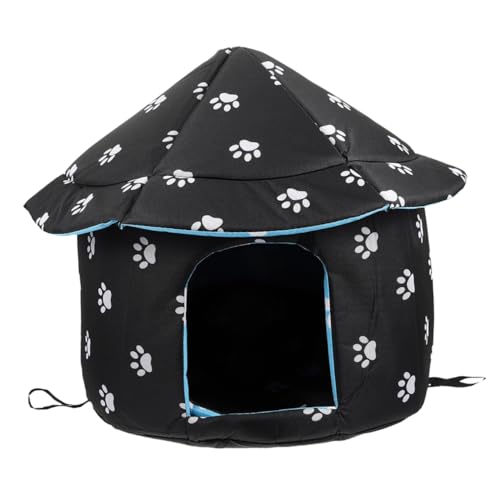 Toyvian Wasserdichtes Abnehmbares Haustierhaus aus Oxford Kuscheliges Winterfestes Katzen und Hundebett mit Weichem Plüsch Pflegeleicht Geeignet für Kleine Katzen und Hunde Schwarzes von Toyvian