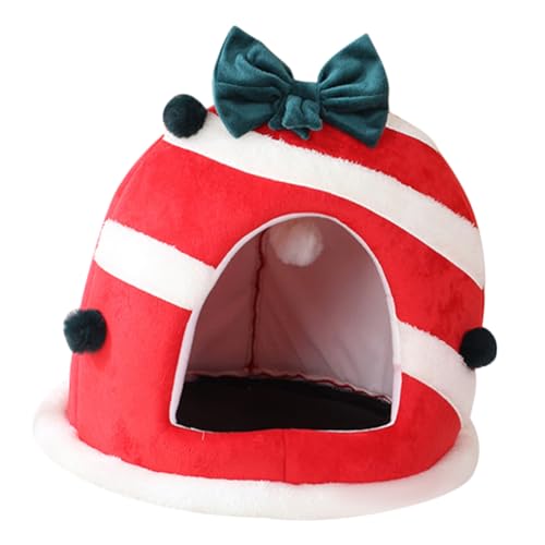 Toyvian Weihnachts Katzen und Hundebett Warmes Schlafnest für Kleine Hunde und Katzen Waschbar Vielseitig Einsetzbar Süßes Cartoon Design als Festliches Haustiergeschenk von Toyvian