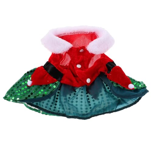 Toyvian Weihnachtskostüm für Haustiere, süße Plüsch-Weihnachtsmann-Hundekleidung, lustiges Paillettenkleid für Welpen und Kätzchen, Winter-Outfit, Bekleidung für Hunde und Katzen von Toyvian