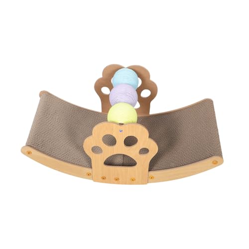 Toyvian Wellpappe Katzenkratzsofa mit Bunten Spielbällen Schaukelndes Haustierbett Allwettertaugliches Kratzbrett für Gesunde Krallenpflege Multifunktionale Ruhe und Spielzone von Toyvian