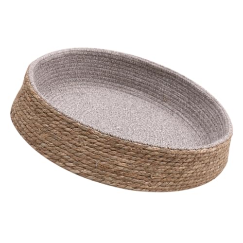 Toyvian Rundes Hundebett aus Geflochtenem Rattan Atmungsaktives Haustierbett für Kleine Hunde und Katzen Bequem und Langlebig mit Griffdesign für Drinnen und Draußen Tierbedarf von Toyvian
