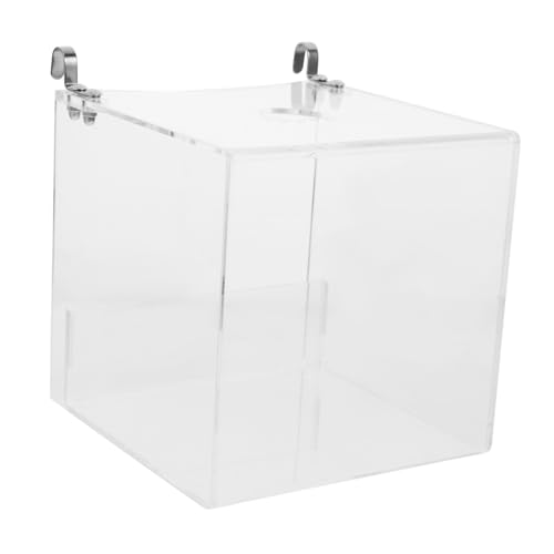 Toyvian papagei badewanne Badezubehör Papageienbad Käfig Vogel Wasserschale Vogeltränkebecken modern Badewürfel Papageien hängender Vogeltränkenwürfel Papageien Badewanne Acryl Transparent von Toyvian