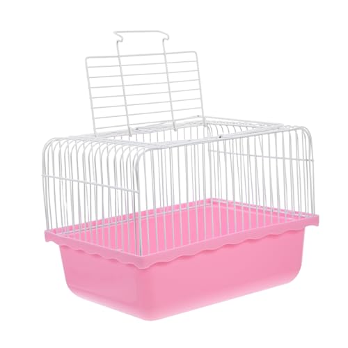Toyvian tragbarer Vogelkäfig Haustierkäfig Lebensraum Reiseträger für Vögel Taubenkäfig-Vogelzubehör Zusammenklappbarer Vogelkäfig Hamster tragen Käfig Abs Rosa von Toyvian