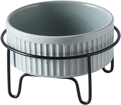 Suppenschüssel, Reisschüssel, Frühstücksschüssel, Katzennapf aus Keramik mit Ständer for Futter und Wasser, Moderne, niedliche, schwere, kleine Hundenäpfe, Weiß, 850 ml/2 (Color : Green, Size : 850m von TozLu