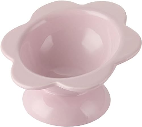 Suppenschüssel, Reisschüssel, Frühstücksschüssel, blumenförmige Katzennäpfe, erhöht geneigt, verstellbare Katzennäpfe for Schutz der Wirbelsäule, schnurrhaarfreundliche Schüssel-Rosa-1 (Color : Viole von TozLu
