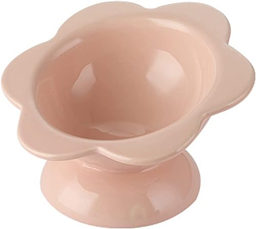 Suppenschüssel, Reisschüssel, Frühstücksschüssel, blumenförmige Katzennäpfe, erhöht geneigt, verstellbare Katzennäpfe for Schutz der Wirbelsäule, schnurrhaarfreundliche Schüssel-Rosa-1 (Color : Roze von TozLu