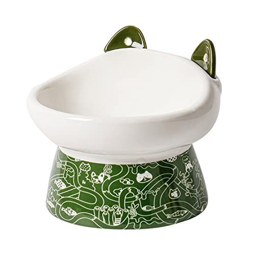 Suppenschüssel, Reisschüssel, Frühstücksschüssel, erhöhte geneigte Katzennäpfe, verstellbare Katzennäpfe for Schutz der Wirbelsäule, schnurrhaarfreundliche Schüssel mit Mixer-Rosa-1 (Color : Green, von TozLu
