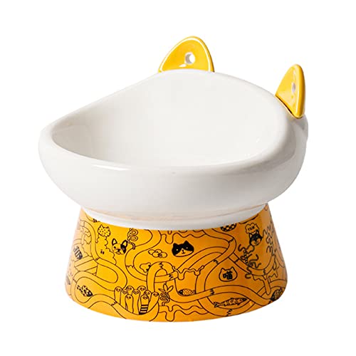 Suppenschüssel, Reisschüssel, Frühstücksschüssel, erhöhte geneigte Katzennäpfe, verstellbare Katzennäpfe for Schutz der Wirbelsäule, schnurrhaarfreundliche Schüssel mit Mixer-Rosa-1 (Color : Giallo, Suppenschüssel, Reisschüssel, Frühstücksschüssel, erhöhte geneigte Katzennäpfe, verstellbare Katzennäpfe for Schutz der Wirbelsäule, schnurrhaarfreundliche Schüssel mit Mixer-Rosa-1 (Color : Giallo, von TozLu
