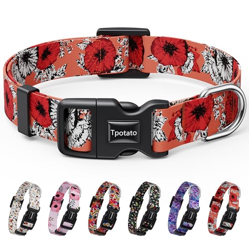 Tpotato Reflektierendes Hundehalsband für Mädchen, für Welpen, kleine, mittelgroße und große Rassen, niedliches Blumendesign, verstellbar, weiches Nylon, Schnellverschluss, Größe M Tpotato Reflektierendes Hundehalsband für Mädchen, für Welpen, kleine, mittelgroße und große Rassen, niedliches Blumendesign, verstellbar, weiches Nylon, Schnellverschluss, Größe M von Tpotato