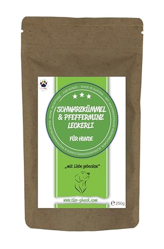 Trade Teamwork® glutenfreies Schwarzkümmel & Pfefferminz Leckerli mit Leinkuchenmehl - Für Hunde 220g Snack, Belohnung/Hergestellt in Österreich von Trade Teamwork