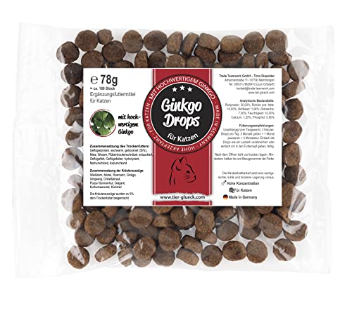 Trade Teamwork Ginkgo Drops für Katzen – Leckerlis mit Kräuterextrakten wie Ginkgo, Mistel und Weißdorn, 78g Trade Teamwork Ginkgo Drops für Katzen – Leckerlis mit Kräuterextrakten wie Ginkgo, Mistel und Weißdorn, 78g von Trade Teamwork