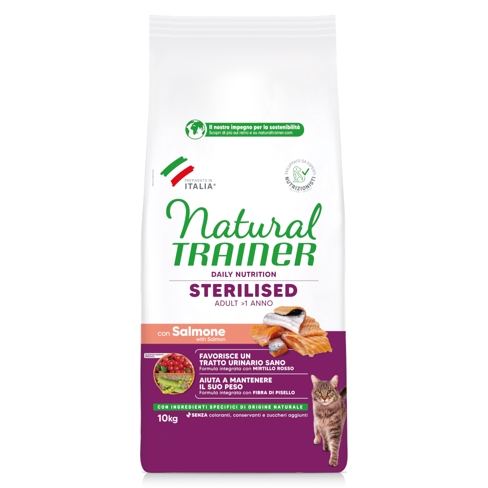 1 kg gratis! 10 kg Natural Trainer Sterilised  - Lachs von Trainer Natural Cat