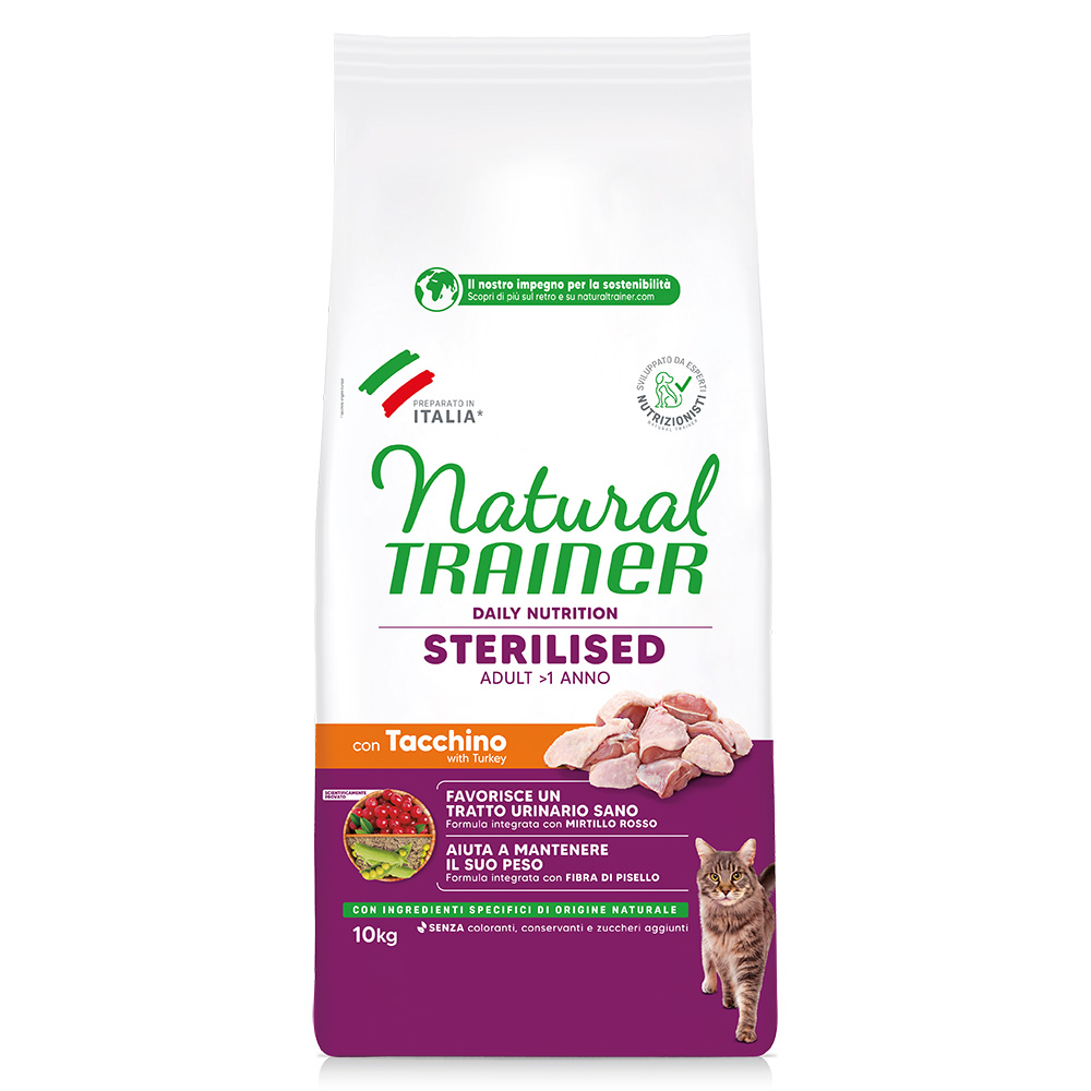 1 kg gratis! 10 kg Natural Trainer Sterilised  - Truthahn von Trainer Natural Cat