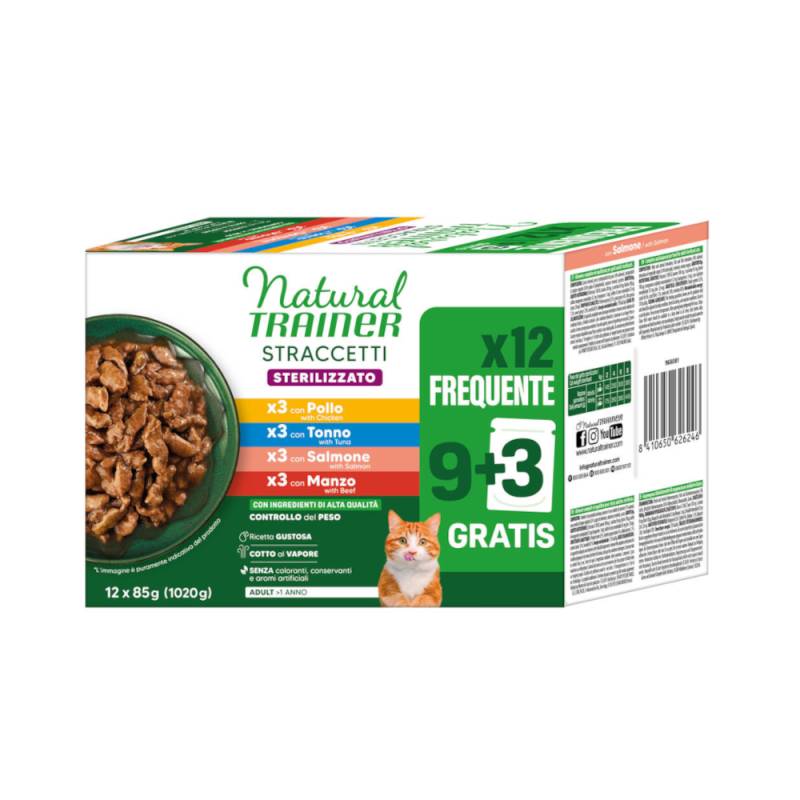 Natural Trainer Straccetti Adult Sterilised Streifen in Soße 24 x 85 g - Mixpaket (4 Sorten) von Trainer Natural Cat