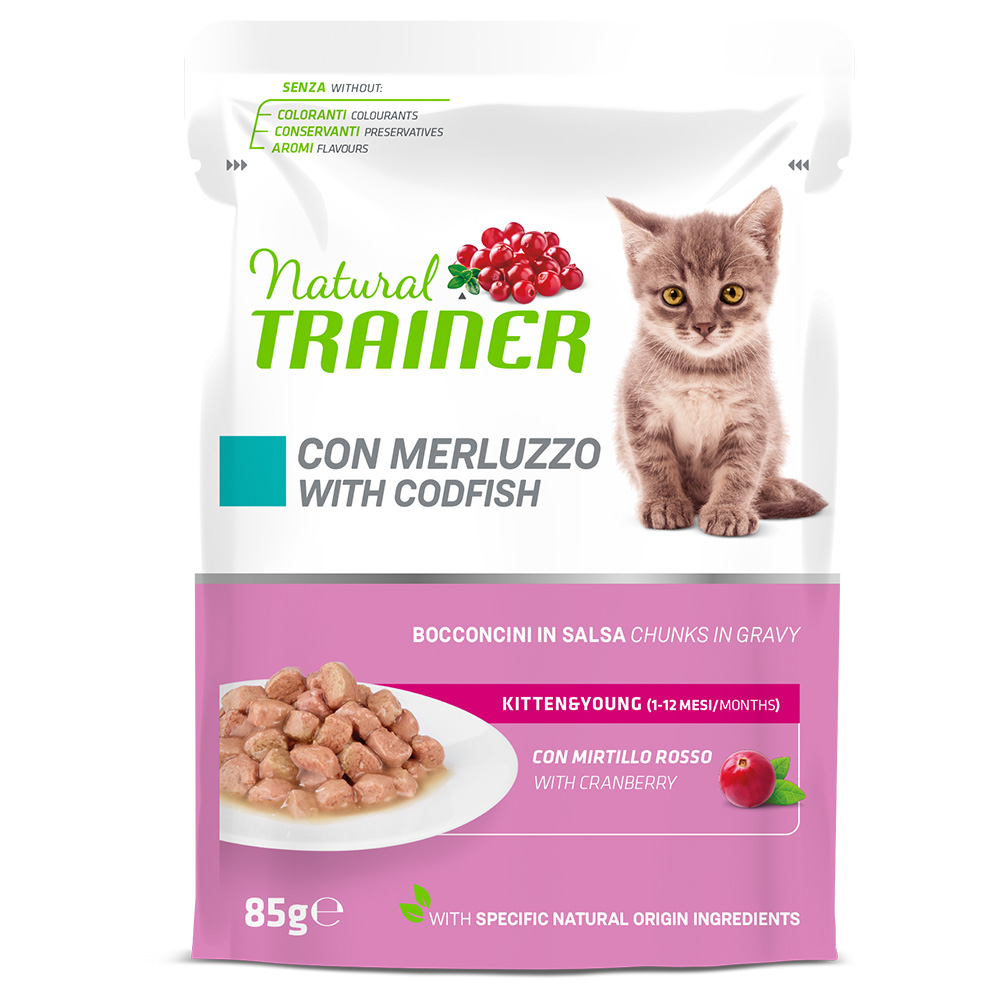 Natural Trainer zum Sonderpreis! - 24 x 85 g Kitten & Young Kabeljau von Natural Trainer