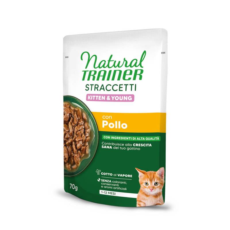 Natural Trainer zum Sonderpreis! - 56 x 70 g Straccetti Kitten & Young Streifen in Soße Huhn von Natural Trainer