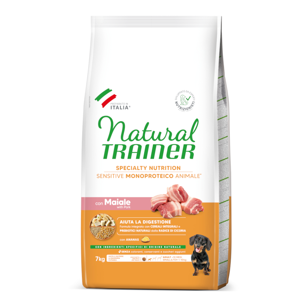 2 x 7 kg / 12 kg Natural Trainer Sensitive zum Sonderpreis! - Adult Small & Toy mit Schwein (2 x 7 kg) von Natural Trainer