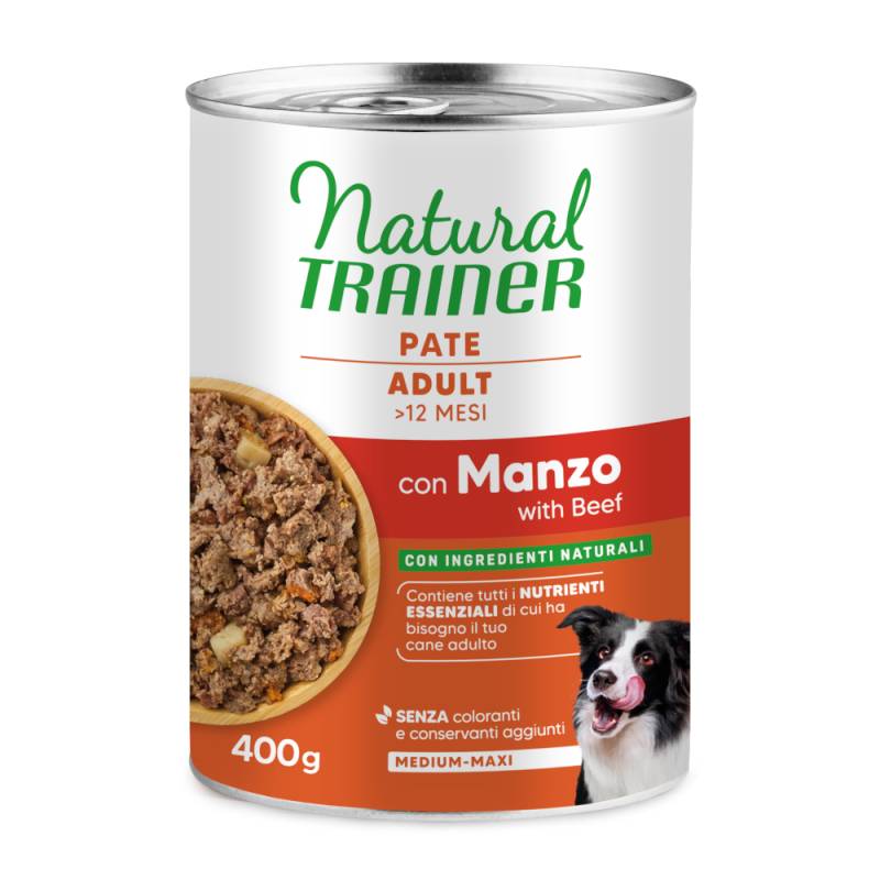 240 g + 160 g gratis! 400 g Natural Trainer Medium & Maxi - Pate Adult: Rind von Trainer Natural Dog