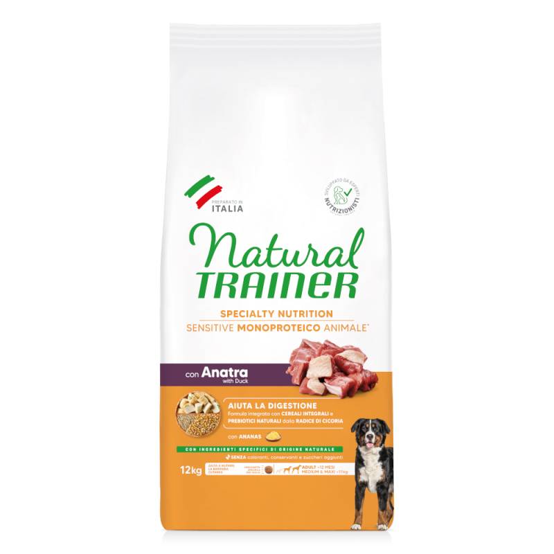 2 x 7 kg / 12 kg Natural Trainer Sensitive zum Sonderpreis! - Adult Medium & Maxi mit Ente (2 x 12 kg) von Natural Trainer