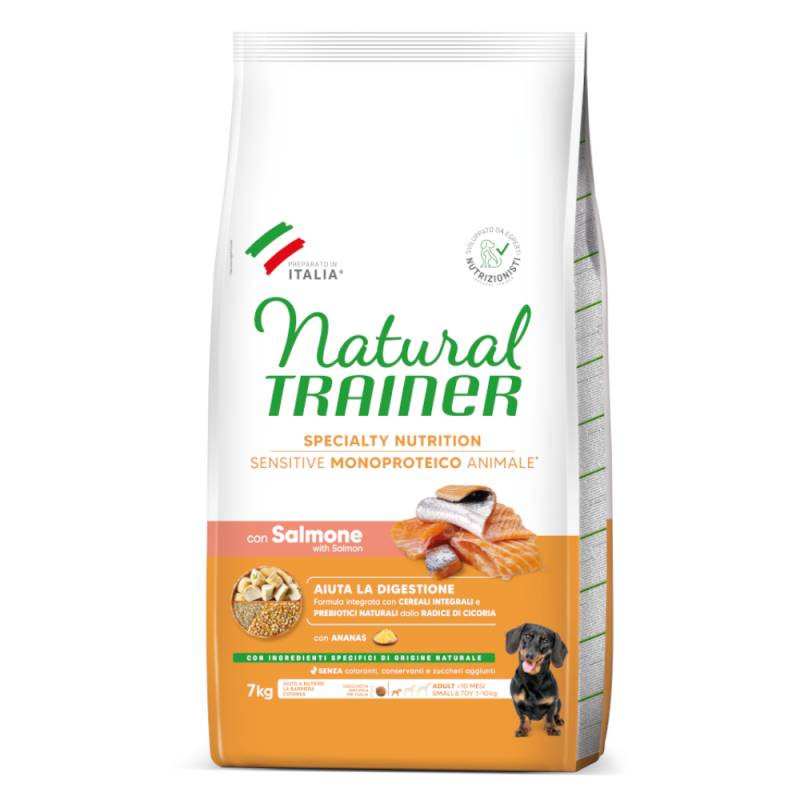 2 x 7 kg / 12 kg Natural Trainer Sensitive zum Sonderpreis! - Adult Small & Toy mit Lachs (2 x 7 kg) von Trainer Natural Sensitive