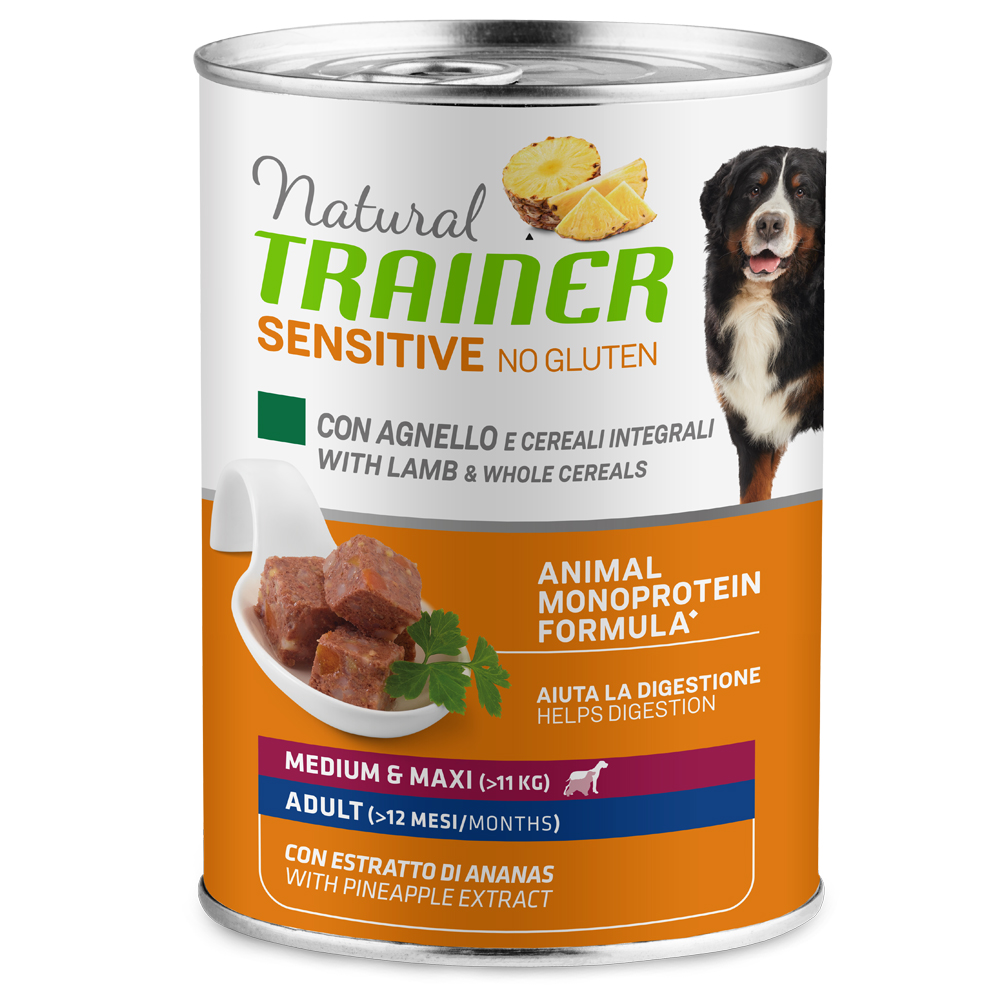 Natural Trainer Sensitive No Gluten Adult  - 12 x 400 g Lamm & Vollkorngetreide von Trainer Natural Sensitive