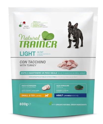 Natural Trainer Light in Fat Mini Adult mit Truthahn Crochette Light für kleine Hunde mit Übergewicht oder Sterilisiert 800g von Ewbob