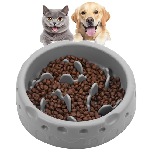 TranRantic Slow Food Feeder Hund, Silikon Antischlingnapf Hunde mit Rutschfestem Saugnapfboden und Spirallabyrinth-Design, Sicherer Silikonnapf für Haustierkatzen und -Hunde, gesunde Verdauung(Grau) von TranRantic