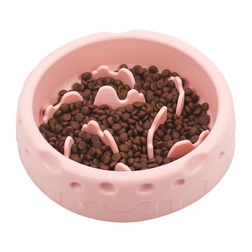 TranRantic Slow Food Hundenapf, Silikon Antischlingnapf Hunde mit Rutschfestem Saugnapfboden und Spirallabyrinth-Design, Sicherer Silikonnapf für Haustierkatzen und -Hunde, gesunde Verdauung(Pink) von TranRantic