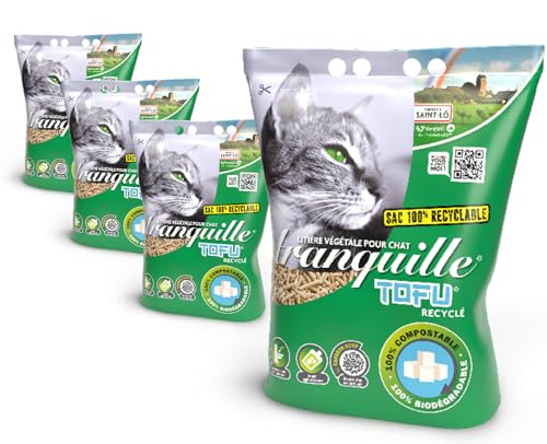 TRANQUILLE - Pflanzliche Katzenstreu, klumpend, aus recyceltem Tofu, 4 l, 4 Stück von Tranquille