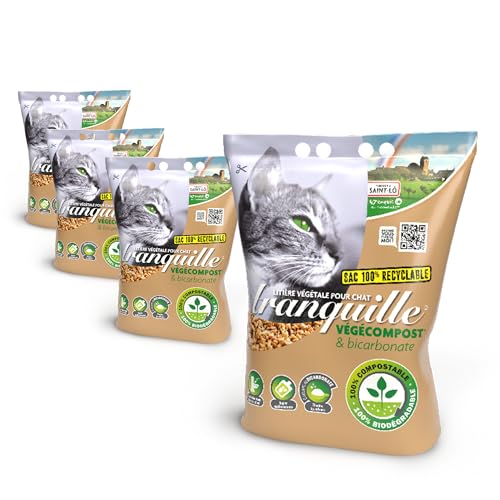 TRANQUILLE Pflanzliche Katzentoilette Vegecompost für klumpende Katzen, 4 l, 4 Stück TRANQUILLE Pflanzliche Katzentoilette Vegecompost für klumpende Katzen, 4 l, 4 Stück von Tranquille