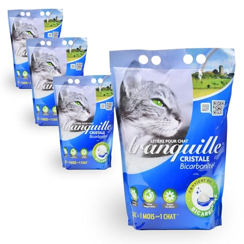 Tranquille - Katzenstreu, Kristall, Silikagel und Bicarbonit, 4 l, 4 Stück Tranquille - Katzenstreu, Kristall, Silikagel und Bicarbonit, 4 l, 4 Stück von Tranquille