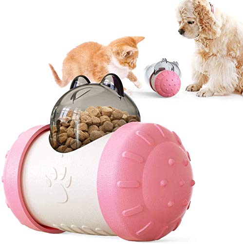 Hundespielzeug Leckerli-Ball, interaktives Spielzeug für Hunde und Katzen, Futterbehälter, langsames Füttern, Puzzle-Spielzeug, Leckerli-Spender und interaktives Hundespielzeug in einem (rosa) von Transplant
