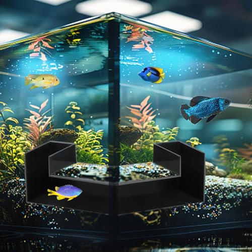 Trasylph Garnelen-Höhle, Aquarium-Tunnel, unterirdischer Tunnel, Eck-Aquariumhöhle, Aquarium-Dekoration, Fisch- und Garnelenversteck für Aquarien, Dekoration (Farbe: Schwarz) von Trasylph