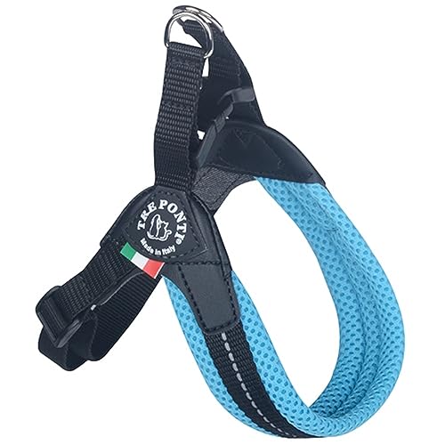 Tre Ponti Geschirr Easy Fit Soft Mesh Verstellbarer Bauchgurt, Farbe:hellblau, Größe:Gr.2.5/36-50 cm/bis 6kg von Tre Ponti