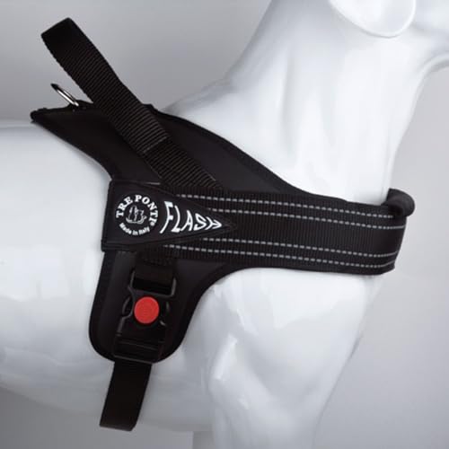 Tre Ponti Geschirr Linea Flash schwarz Verstellbarer Bauchgurt 70-85 cm bis ca 20-30 kg von Tre Ponti