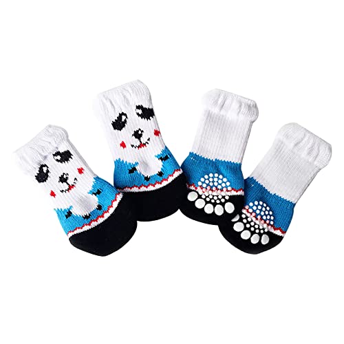 Hundesocken mit Klettverschluss Socken und kratzfeste Haustiersocken für kleine, mittelgroße, geeignete und schmutzabweisende Haustiere, Socken, Hundezubehör Hundeschuhe Pfotenschutz (White-1, M) von Treadyouth