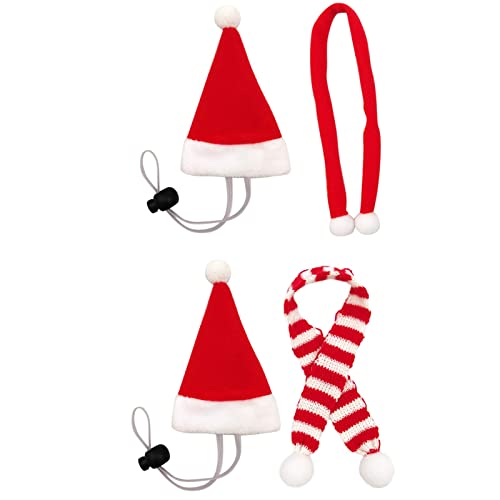 Treadyouth Bandanas für Hunde + Set 2 Stück Schal 2-teilige Mütze elastischer Schal Lock hat Weihnachts-Hühnerzubehör Bandana Welpen Dog Bandana (3-Red,Green, One Size) von Treadyouth