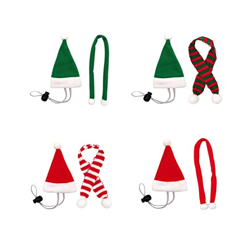 Treadyouth Haustier Bandana Hund Kopftuch 4 Stück elastischer Schal für Hühner + 4 Stück Weihnachtsmütze Pet-Set Schal Lock Verstellbare Hund (Red,Green #2, One Size) von Treadyouth