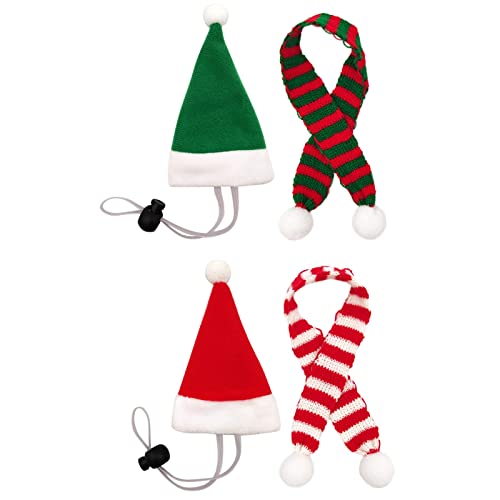 Treadyouth Hundehalstuch Weihnachten Set Lock Pet-Mütz-Schal für Weihnachten 2 Stück elastischer Schal für Hühnermütze + Tierzubehör Kariert Lätzchen für Weihnachts (b-Red,Green, One Size) von Treadyouth