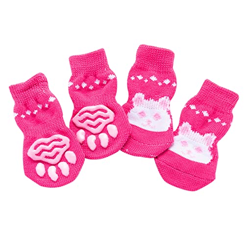 wasserdichte Hundeschuhe Und geeignete Haustiere für kleine Socken, schmutzabweisende und mittelgroße Socken, Socken, Hund, Kratzfest, Haustierzubehör Traction Socks (2-Pink, One Size) von Treadyouth