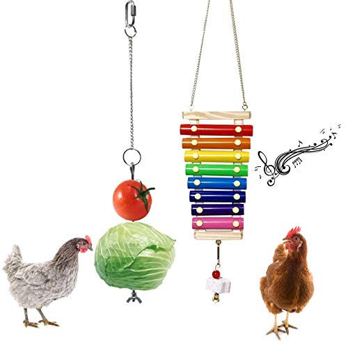 Huhn-Vogel-Spielzeug, Huhn-Xylophon-Spielzeug und Huhn-Vogel-Futterspender zum Aufhängen, Hühner-Gemüse, Obst-Halter, Xylophon, von Trecynd