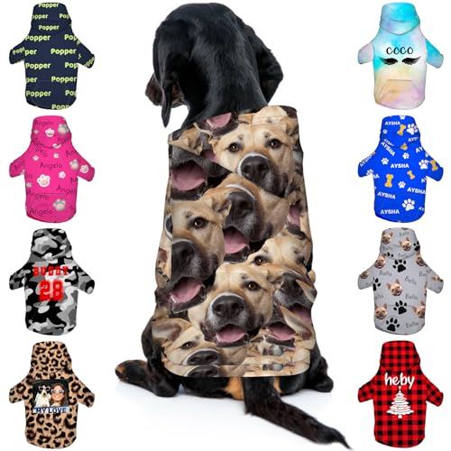 Benutzerdefinierte Hund Hoodies Personalisierte Haustier Sweatshirt mit Name Bild Foto Kundenspezifische Pullover mit Taschen für Kleine Mittlere Hunde Katzen L-Style6 von Tredane