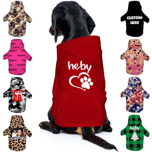 Benutzerdefinierte Hund Hoodies Personalisierte Haustier Sweatshirt mit Name Bild Foto Kundenspezifische Pullover mit Taschen für Kleine Mittlere Hunde Katzen XXL-Style1 von Tredane