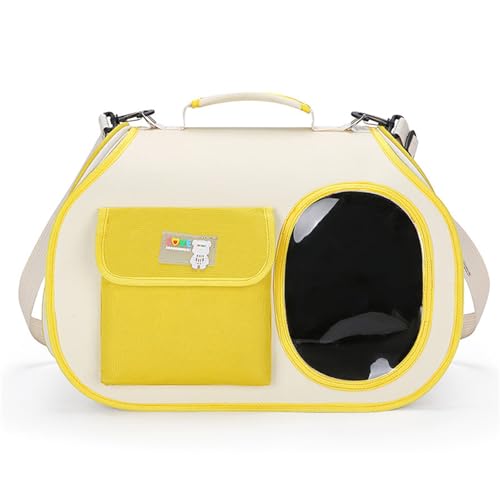 Treer Transporttasche für Haustiere, Transportbox für Hunde & Katzen, Faltbar Haustiertransportbox Einfache Leichte Reise Tragetasche Für Reisen im Flugzeug, Auto oder Zug (45x26x32CM,Gelb) von Treer