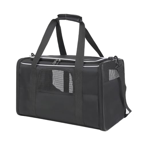 Treer Transporttasche für Haustiere, Transportbox für Hunde & Katzen, Faltbar Haustiertransportbox Einfache Leichte Reise Tragetasche Für Reisen im Flugzeug, Auto oder Zug (46x29x29CM,Weiß) von Treer