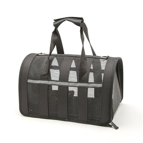 Treer Transporttasche für Haustiere, Transportbox für Hunde & Katzen, Faltbar Haustiertransportbox Einfache Leichte Reise Tragetasche Für Reisen im Flugzeug, Auto oder Zug (48x28x26CM,Schwarz) von Treer