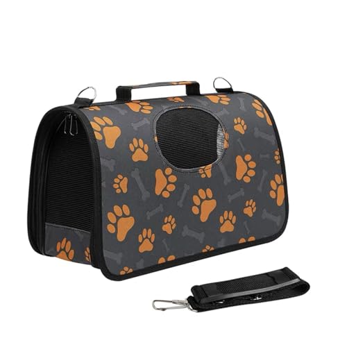 Treer Transporttasche für Haustiere, Transportbox für Hunde & Katzen, Faltbar Haustiertransportbox Einfache Leichte Reise Tragetasche mit Druck Für im Flugzeug, Auto (L,Blau) von Treer