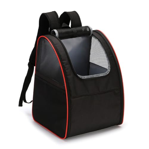 Treer Transporttasche für Haustiere, Transportbox für Hunde & Katzen, Faltbar Haustiertransportbox Leichte Reise Tragetasche Für Reisen im Flugzeug, Auto oder Zug (34 * 42 * 28cm,Schwarz Rot) von Treer