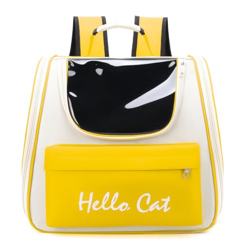 Treer Transporttasche für Haustiere, Transportbox für Hunde & Katzen, Faltbar Haustiertransportbox Leichte Reise Tragetasche Für Reisen im Flugzeug, Auto oder Zug (37 * 34 * 25cm,Gelb) von Treer