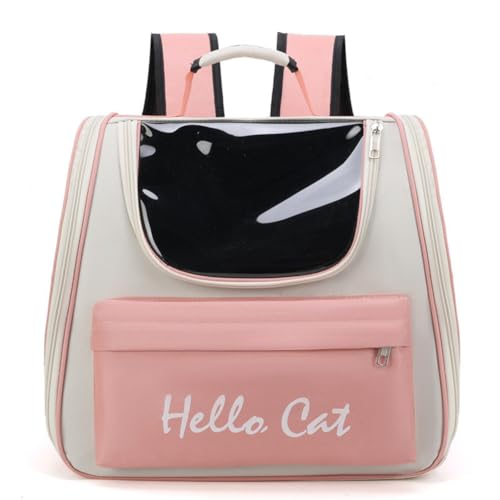 Treer Transporttasche für Haustiere, Transportbox für Hunde & Katzen, Faltbar Haustiertransportbox Leichte Reise Tragetasche Für Reisen im Flugzeug, Auto oder Zug (37 * 34 * 25cm,Rosa) von Treer